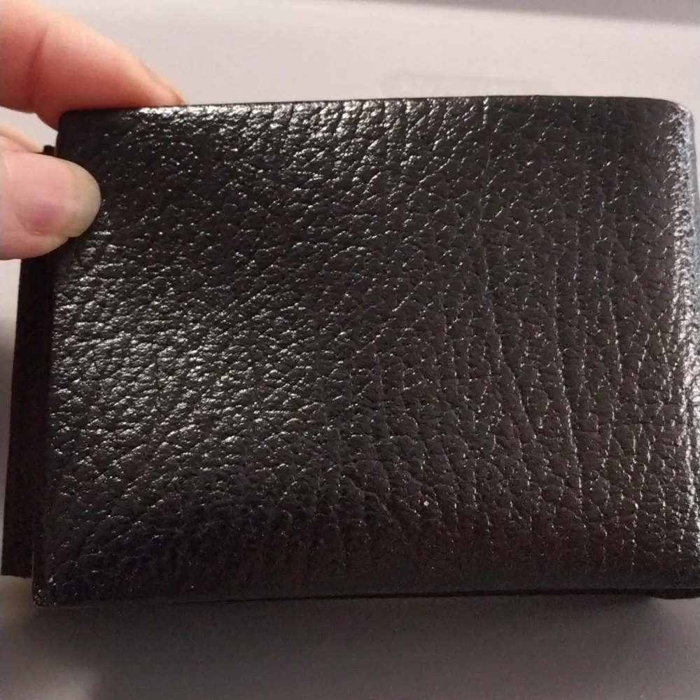 Deluxe Leather Craft Men's Black Cowhide Bifold Billfold Pebbled Vintage NEW